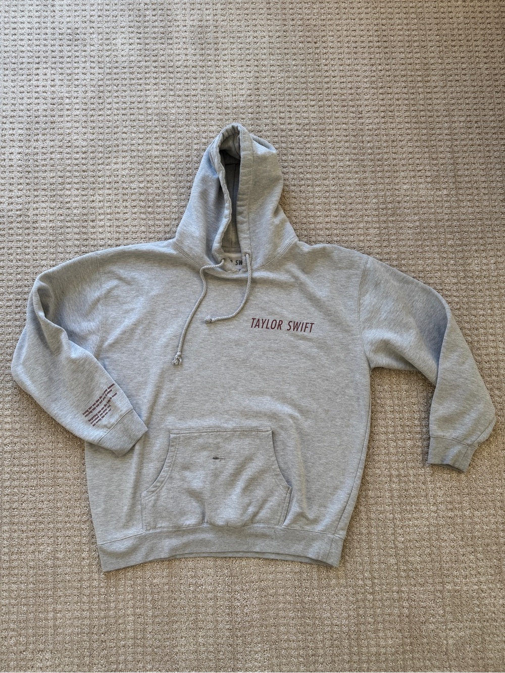 Taylor Swift Light Gray Crewneck Sweatshirt with Maroon Logo